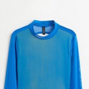 H&M Open back blue mesh crop top